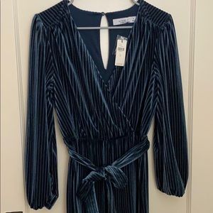NWT Anthropology Velvet Blue Romper Sz S